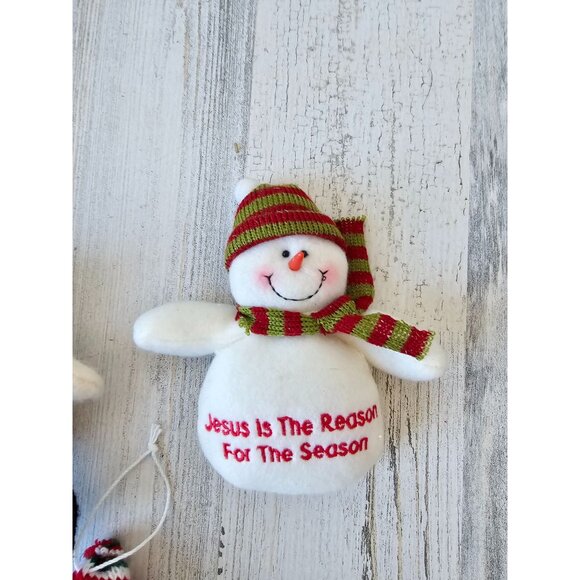 plush snowman tree country folk ornament set Xmas religious plush tree - Picture 2 of 11